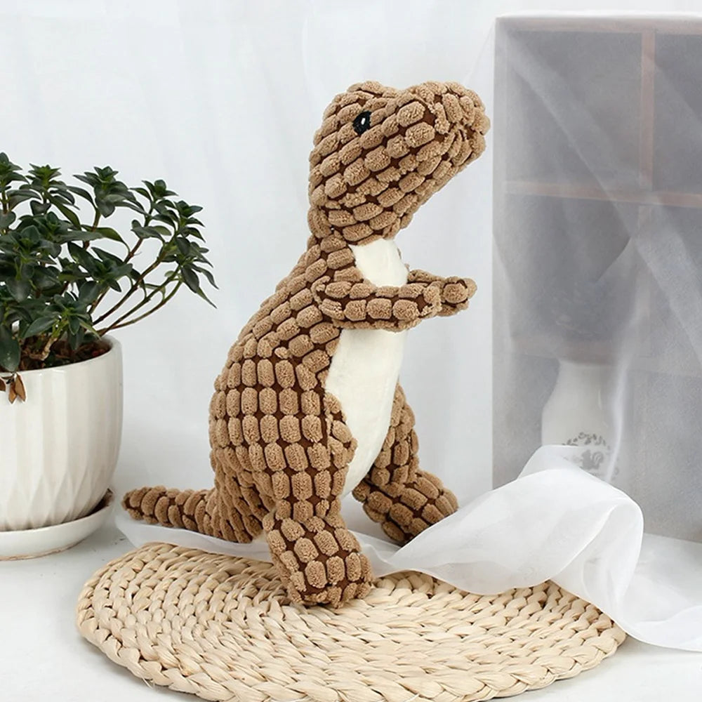 Pluche Dinosaurus Hondenspeeltje – Kauwspeeltje voor Kleine Honden & Puppy’s – Interactief Hondenspeelgoed