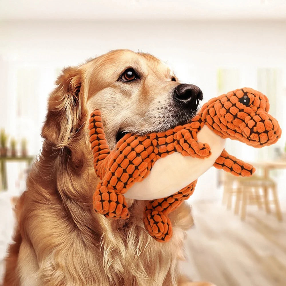 Pluche Dinosaurus Hondenspeeltje – Kauwspeeltje voor Kleine Honden & Puppy’s – Interactief Hondenspeelgoed